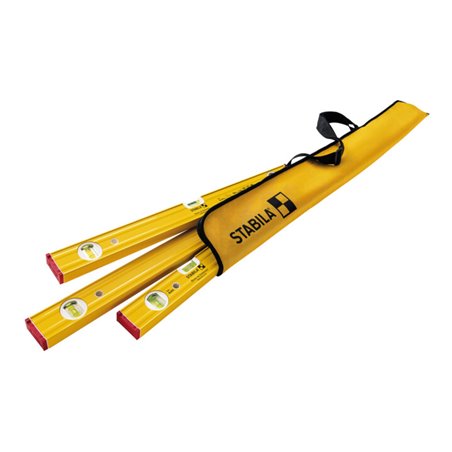 STABILA PRO SET 80 AS, 4-teiliges Wasserwaagen-Set: 120 cm / 60 cm / 30 cm / Tasche, verstärktes Alu-Profil, integrierte Rutsch-