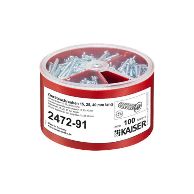 Kaiser Geräteschrauben-Box je 100 3,2x15/25/40 2472-91