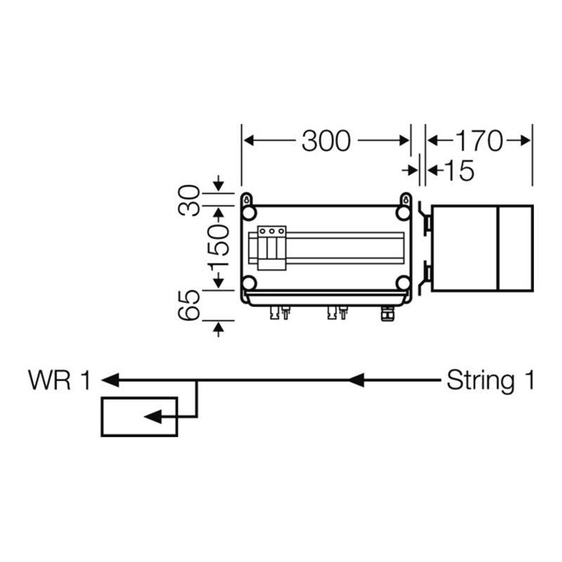 Hensel PV-GAK mit ÜSE 1xPV-String auf 1xWR Mi PV 1111