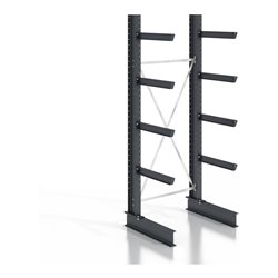 STIER Kragarmregal schraubbar einseitig mit 4 Ebenen HxT 3550x800 mm