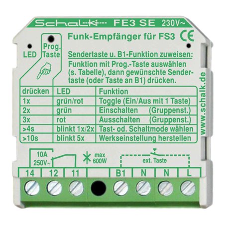 Schalk Funk-Empfängerschalter 1-Kanal UP, 18,5mm FE3 SE (230V AC)