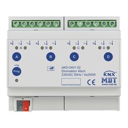 MDT technologies Dimmaktor 4-fach 6TE REG 250W, 230VAC AKD-0401.02