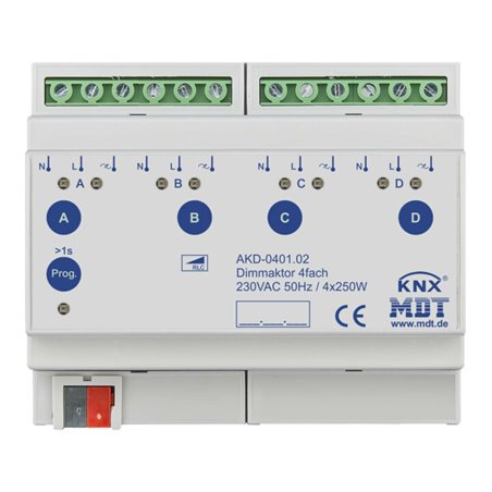 MDT technologies Dimmaktor 4-fach 6TE REG 250W, 230VAC AKD-0401.02