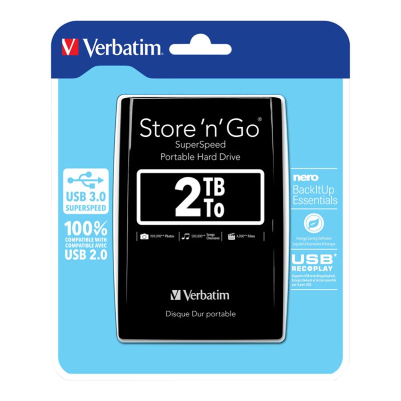 Verbatim Festplatte 2TB USB3.0 Extern,6,35cm(2,5Z) 53177