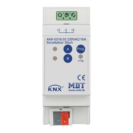 MDT technologies Schaltaktor 2-fach 2TE REG, 16A, 230VAC AKK-0216.03