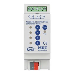 MDT technologies Schaltaktor 4-fach 2TE REG,16A,230VAC,Komp. AKK-0416.03