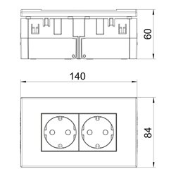OBO Bettermann Vertr Steckdoseneinheit 2fach 84x140x59 rws SDE-RW D0RW2