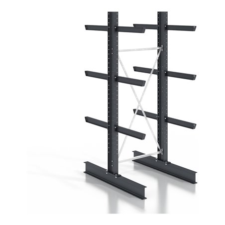 STIER Kragarmregal schraubbar doppelseitig mit 3 Ebenen HxT 2530x400 mm
