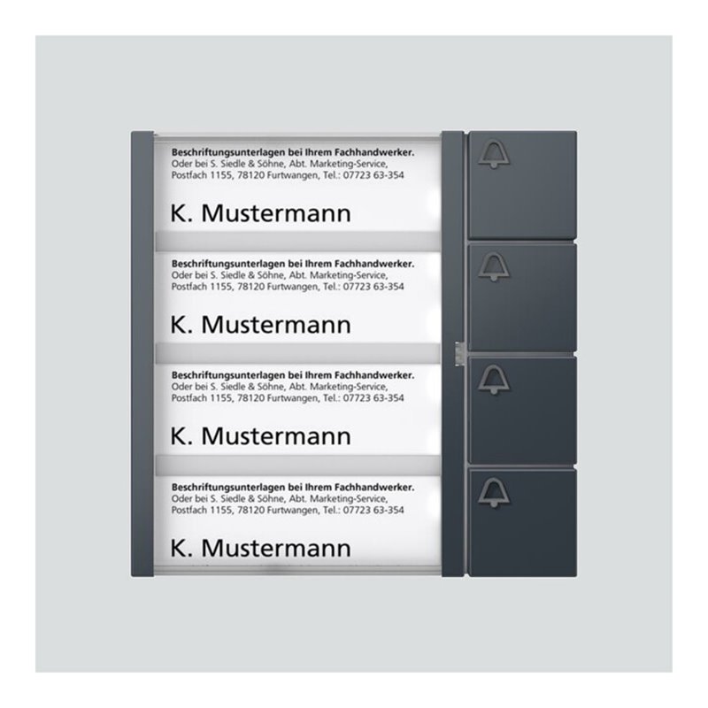 Siedle&Söhne Bus-Tasten-Modul anthrazitgrau BTM 650-04 AG