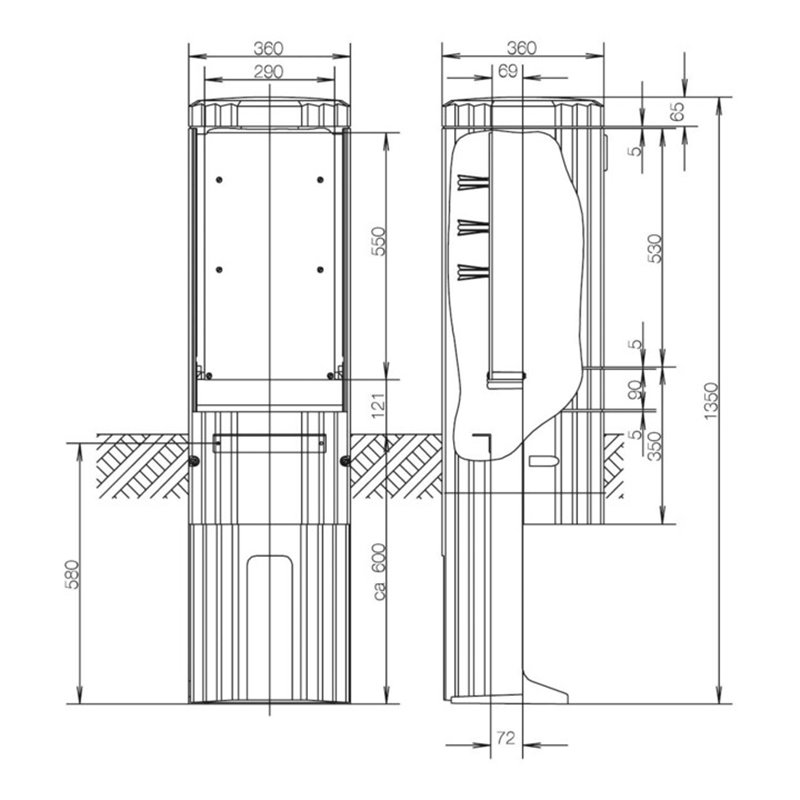 ABN Freiluftsäule M-Platte FB1BH3,H1350mm SL135P
