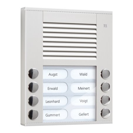 TCS Tür Control Audioaußenstation 2-reihig 8 Tasten AP silber PES08-EN/04