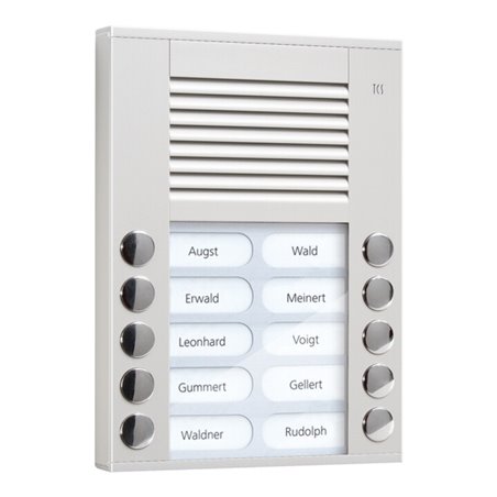 TCS Tür Control Audioaußenstation 2-reihig 10 Tasten AP silber PES10-EN/04