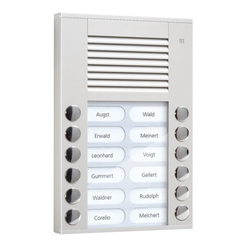 TCS Tür Control Audioaußenstation 2-reihig 12 Tasten AP silber PES12-EN/04