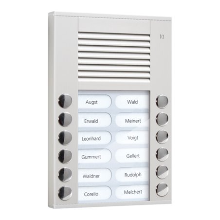 TCS Tür Control Audioaußenstation 2-reihig 12 Tasten AP silber PES12-EN/04