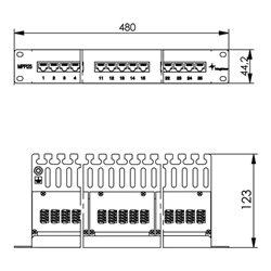 Telegärtner 19' ISDN-Panel 25-Port 1HE, RAL7035 MPPISDN 25-H kurz