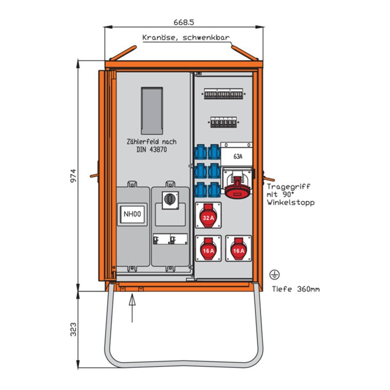 Walther Werke Anschlussverteilerschrank 44kVA m.Zählerplatz WAV0170BR1