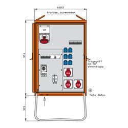 Walther Werke Verteilerschrank 44kVA,2RCDs TypB,9LS WV0369R1