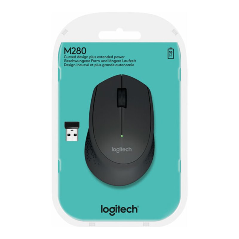 Logitech Maus Wireless Optisch,1000dpi,3Ta M280 sw