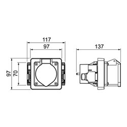 OBO Bettermann Vertr CEE-Geräteeinbaudose m. CEE-Steckdose 16A 71GDCEE16