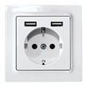 Eltako Schutzkontakt-Steckdose reinweiß glänzend DSS55E+2xUSBA-wg