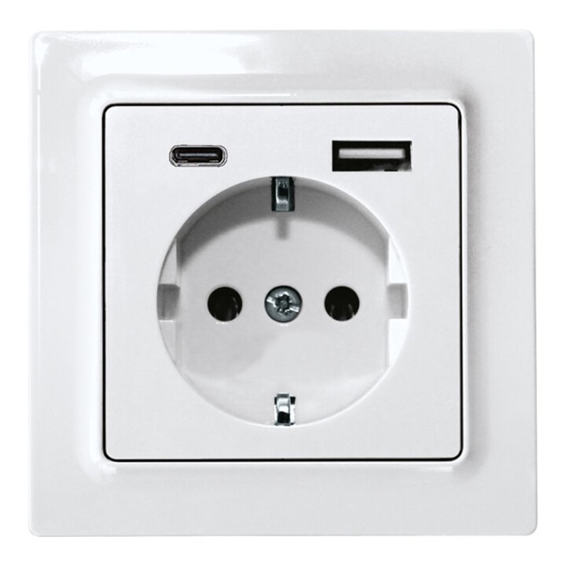 Eltako Schutzkontakt-Steckdose reinweiß glänzend DSS55E+USBA+C-wg