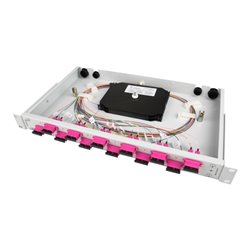 Telegärtner Spleißbox bestückt 12xSCD 50/125OM4 1HE TNSB-Be-12SCD-50-OM4