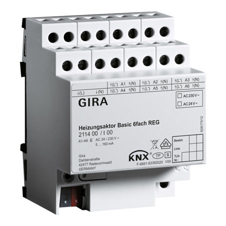 Gira Heizungsaktor 6f basic KNX REG 211400