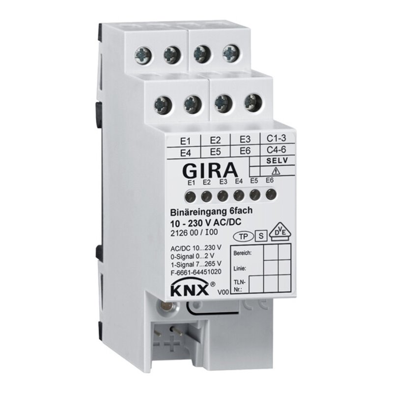 Gira Binäreingang 6f. KNX 10-230V AC/DC 212600