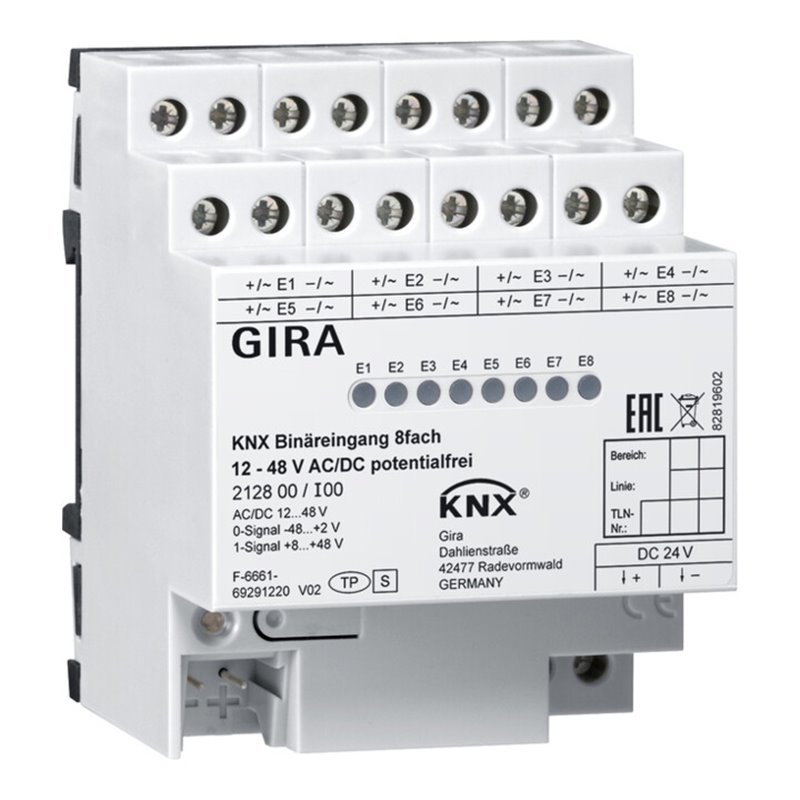 Gira Binäreingang 8f. KNX 12-8V AC/DC 212800