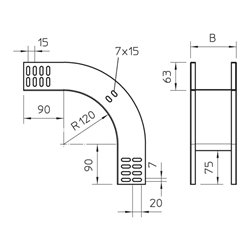 OBO Bettermann Vertr Vertikalbogen 90Grad 60x200mm RBV 620 F FS