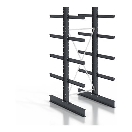 STIER Kragarmregal schraubbar doppelseitig mit 4 Ebenen HxT 3530x400 mm