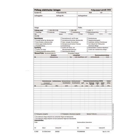 Beha-Amprobe Prüfprotokollblock nach DIN VDE 0100 FTC00001278D