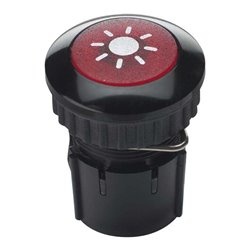 Grothe Klingeltaster rund 14,6mm Kn.rot, Hülse alu/sw PROTACT 100 LED