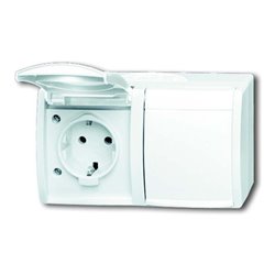 Busch-Jaeger Schuko-Steckdose 2f. mit Klappdeckel 20/2 EW-54