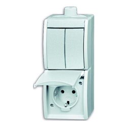 Busch-Jaeger Kombination SCHUKO Steckdose, mit Wipp. 2601/5/20EW-54-503