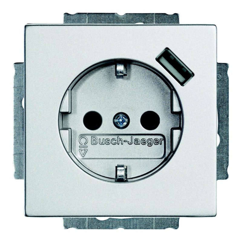 Busch-Jaeger Schuko/USB-Steckdose alusilber 20 EUCBUSB-83