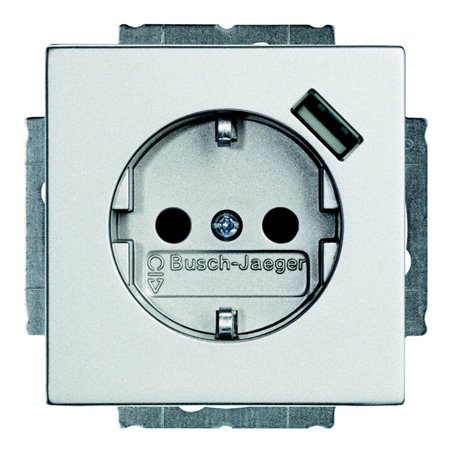 Busch-Jaeger Schuko/USB-Steckdose alusilber 20 EUCBUSB-83