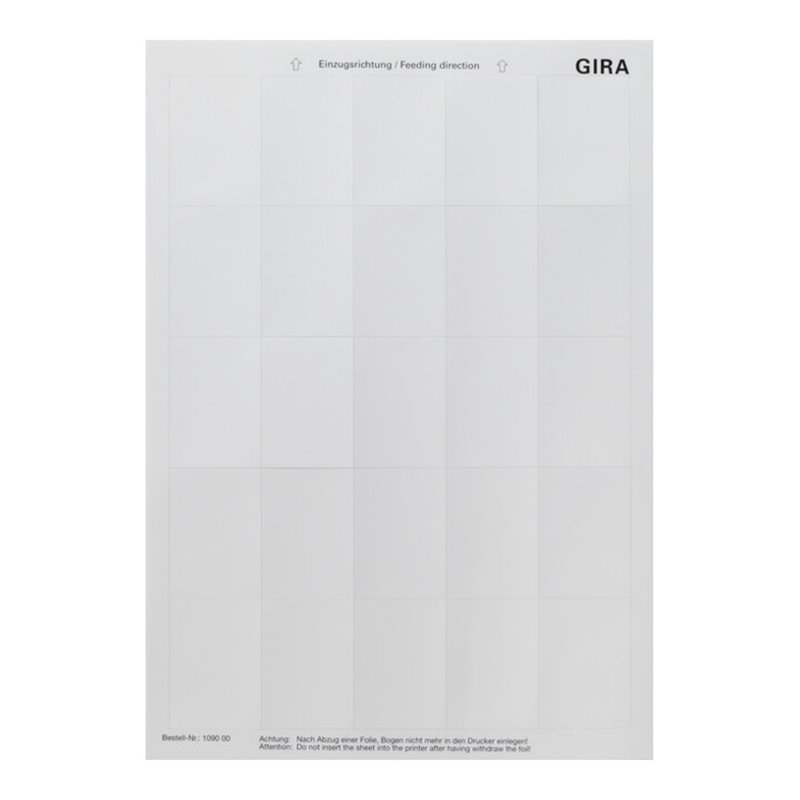 Gira Beschriftungsbogen f.Tastsensor 2 109000