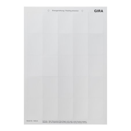 Gira Beschriftungsbogen f.Tastsensor 2 109000
