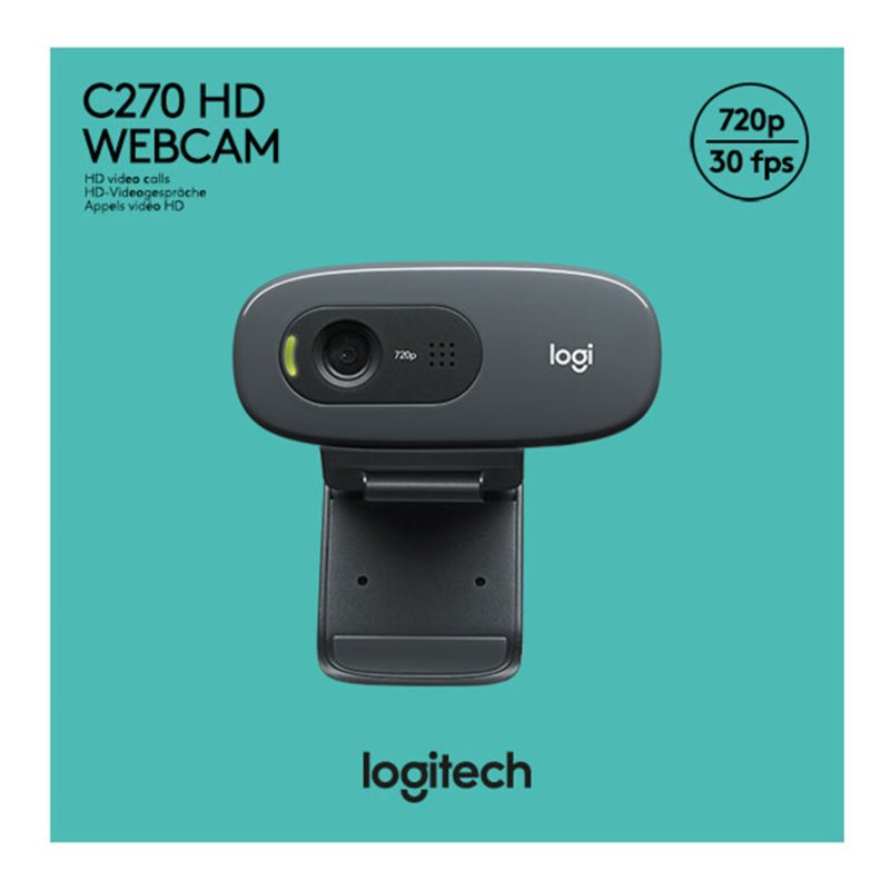 Logitech Webcam USB 3MP HD, sw, Retail C270