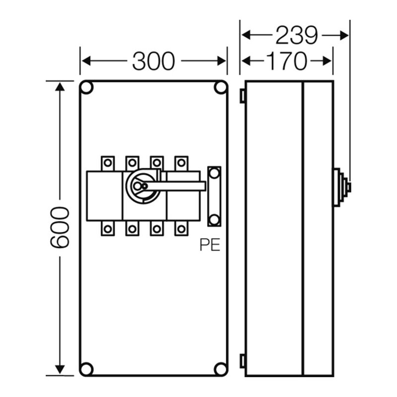 Hensel Mi-Lastschaltergehäuse 250A 4pol.+PE Mi 7454