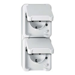 Merten SCHUKO-Doppel-Steckdose polarweiß, mit BRS MEG2328-8019