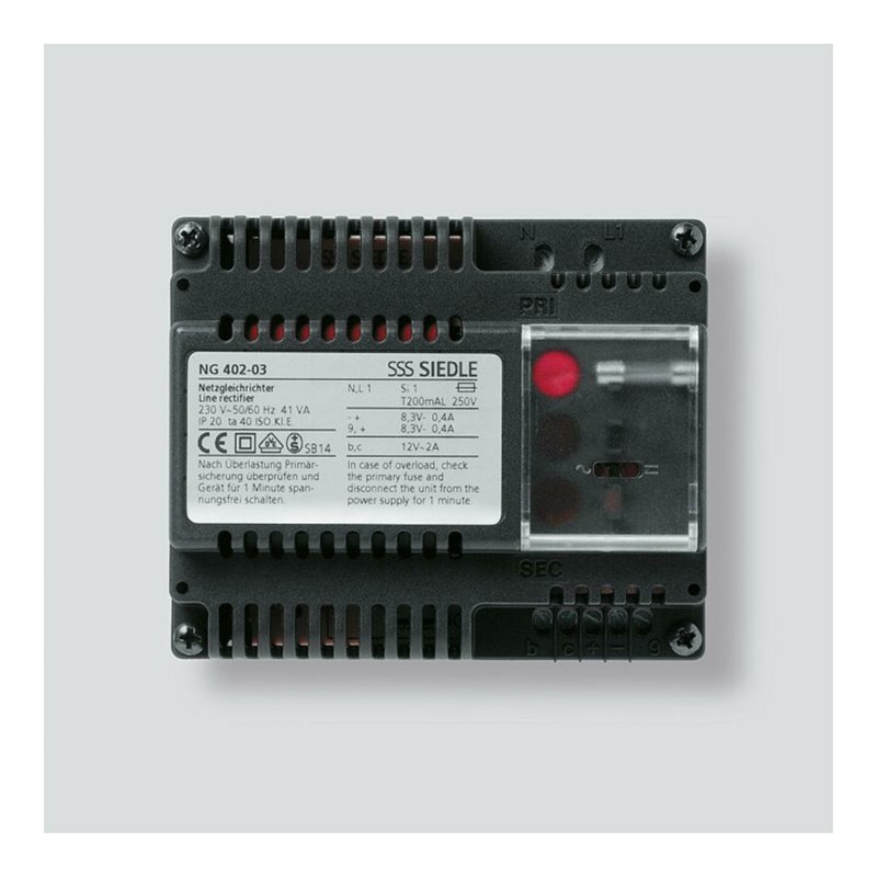 Siedle&Söhne Netzgleichrichter 230V/12VAC - 8,3VDC NG 402-03