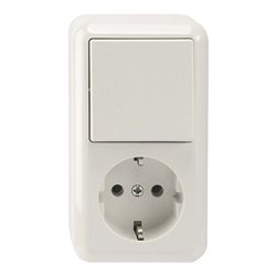 Merten SCHUKO-Steckdosenkombinat. 1-polig polarweiß AP MEG3495-8719