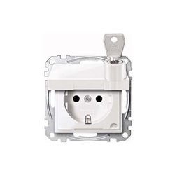 Merten SCHUKO-Steckdose pws/gl Klappdeckel MEG2315-0319