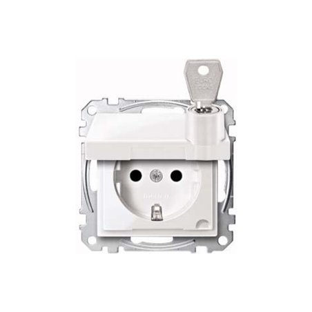 Merten SCHUKO-Steckdose pws/gl Klappdeckel MEG2315-0319
