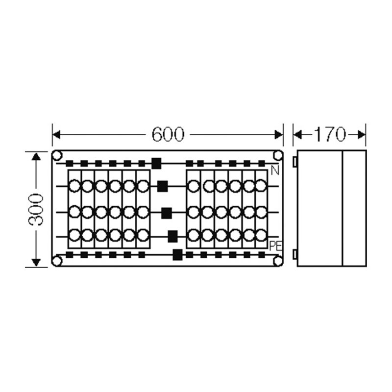 Hensel NZ-Gehäuse 12x3x63A,D02,E18 Mi 3435