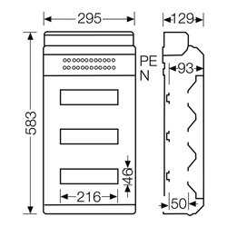 Hensel Automatengehäuse 36TE 3x12x18mm IP65 KV 9336