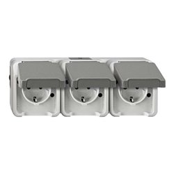 Merten SCHUKO-Dreifach-Steckdose lichtgrau MEG2391-8029