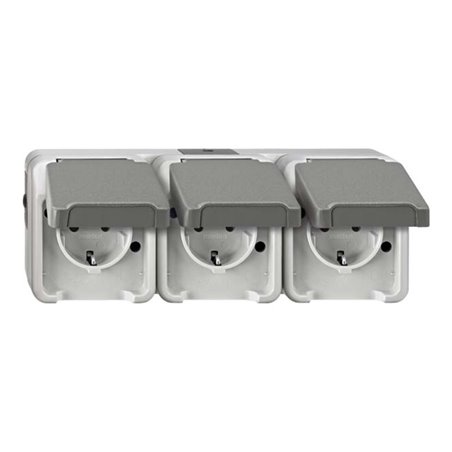 Merten SCHUKO-Dreifach-Steckdose lichtgrau MEG2391-8029